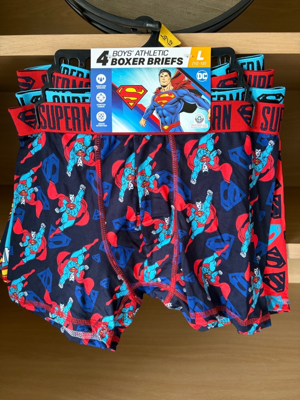 ✨2/$18✨NWT• 4-Pack Boys Athletic Boxer Briefs | Superman | Large (10/12)